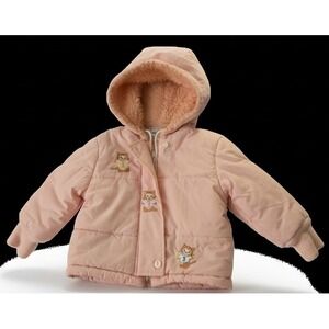 Vintage Quiltex Pink‎ Kitty Cat Hooded Jacket Coat Baby Infant 12 Months